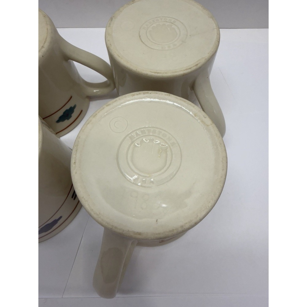 Hartstone USACheyenne Handpainted Stoneware Coffee Mugs Set of 4 VTG Western Ran - Picture 5 of 11